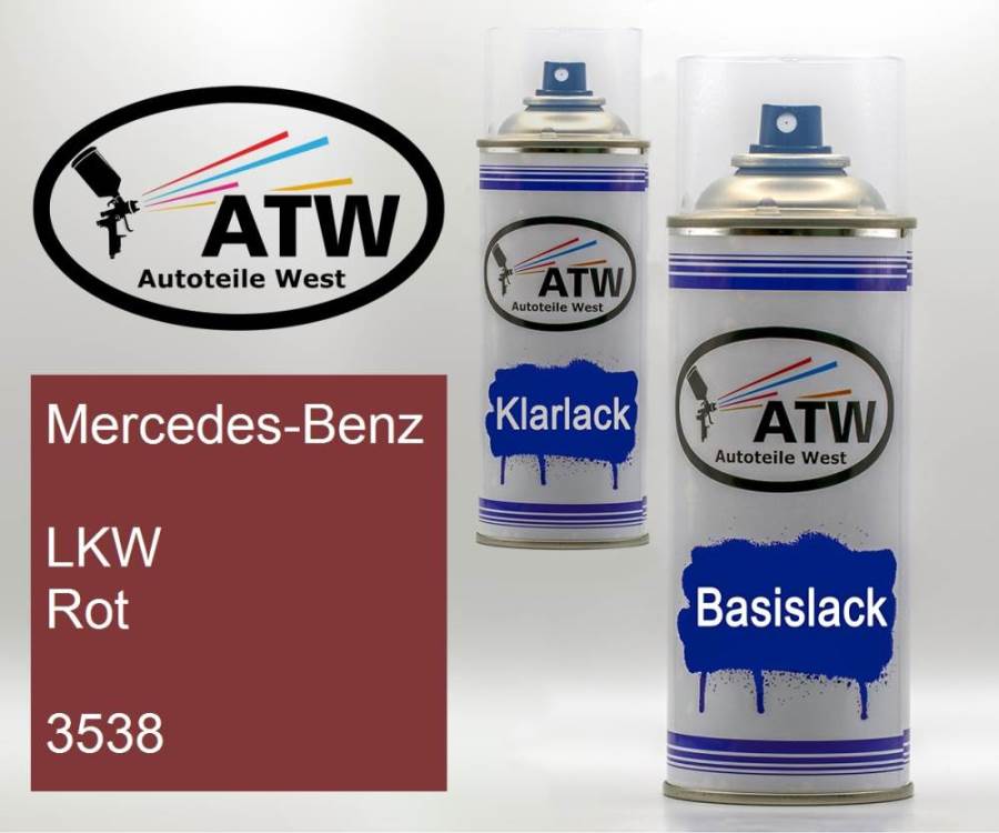 Mercedes-Benz, LKW Rot, 3538: 400ml Sprühdose + 400ml Klarlack - Set, von ATW Autoteile West.